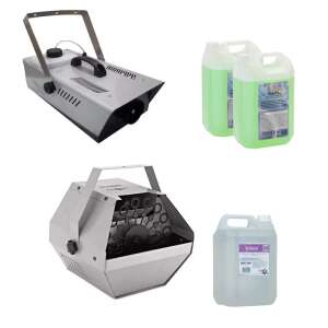 Dymný stroj a bublifuk, značka IdeallStore®, 60W a 1200W, vrátane dymovej a bublifukovej tekutiny - Párty potreby