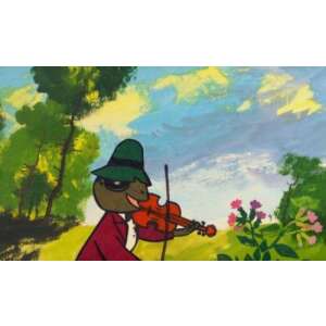 Greiera și furnica diafilm, ilustrație a greierei care cântă la vioară - Filme diapozitive