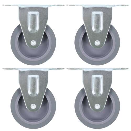 4 db vidaXL 75 mm fix görgő szett szürke gumi kerekekkel és cink bevonatú acél váz - Ipari kerék és görgő