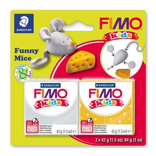 FIMO Knete-Set, 2x42 g, brennbar, FIMO "Kids", lustige Maus 37522007