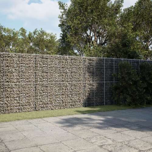 vidaXL horganyzott acél gabion kosár fedéllel, 900 x 100 x 200 cm, kerítés, támasztófal, tereprendezés - Kerítéselem
