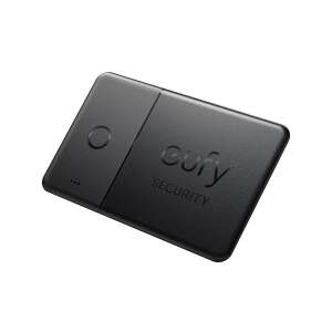 Eufy Security SmartTrack Card, negru, mic, dreptunghiular, cu un buton în partea de sus - Urmărire