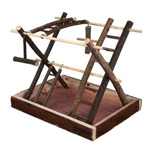 Trixie Natural Living Wooden Bird Playgym, 35x27x30 cm, with ladders and perches, for parrots, canaries and other small birds - Bird Cage