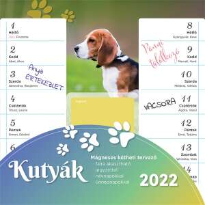 TOPTIMER 2022-es heti mágneses naptár kutyáknak, családi tervező, 27 lap, 220x220mm - TOPTIMER