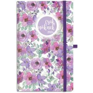 TOPTIMER heti tervező A5 "Csak Nőknek" lila virággal - Irodai kiegészítő