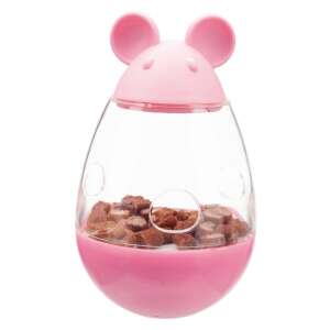 Cat Activity Snack soricel 9cm 41363 interactive toy for cats, pink mouse shaped dispenser with clear plastic body, filled with cat treats - Pet Care