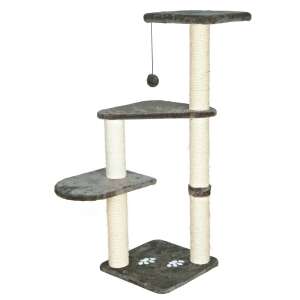 Altea 117 cm cat tree in platinum grey, with sisal scratching posts, plush platforms, and a hanging toy - Trixie Cat Furniture
