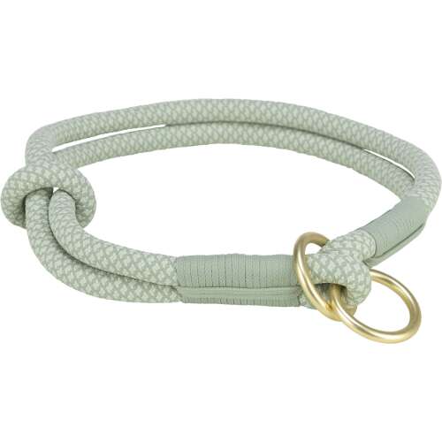 Sage green and mint green rope dog collar with adjustable knot and gold metal ring