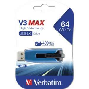 Verbatim  "V3 MAX" 64GB, USB 3.0, 175/80 MB/sec kék-fekete pendrive 58169648 