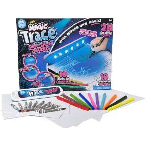 Magic Trace Glow-to-Show Studio art set with UV light, markers, crayons, and paper - Creative Toy