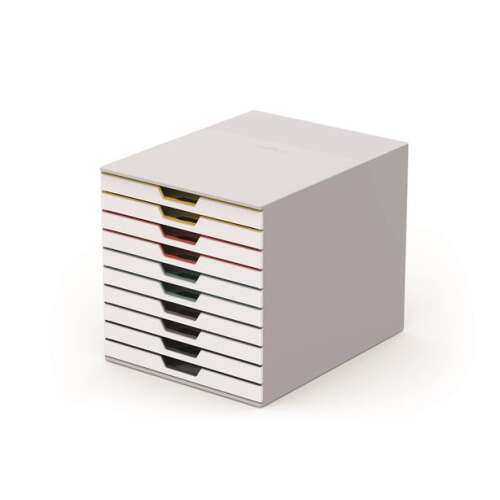 DURABLE Plastový kartotékový úložný priestor, 10 zásuviek, DURABLE "VARICOLOR® 10", biely