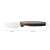 Fiskars Functional Form butter knife, black and orange handle, stainless steel blade, dimensions