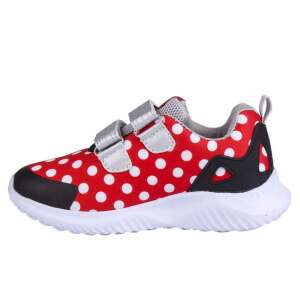 Rote und weiße Polka-Dot Minnie Mouse Sneaker mit Klettverschluss, Seitenansicht - Cerdá
