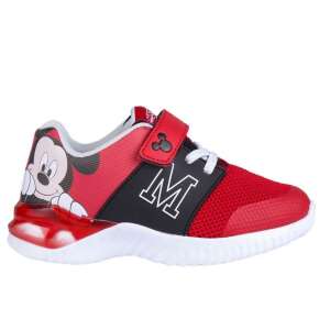 Rote Mickey Mouse Leucht-Sneaker für Kinder, mit Klettverschluss und einem schwarz-roten Design mit Mickey Mouse an der Seite - Schuhe für Kinder