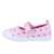 Różowe baleriny z płótna Peppa Pig z sercami, widok z boku