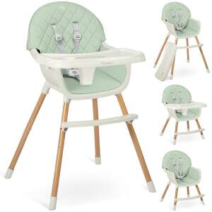 Nukido Lilo mint high chair with adjustable tray and safety harness, multiple views - High Chair