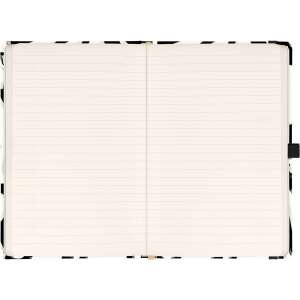Presco Abstract keménytáblás notesz krémszínű vonalas lapokkal és gumiszalaggal, fekete-fehér mintával - REALSYSTEM