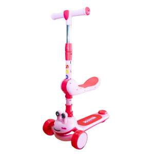 Pink scooter with seat, frog design, adjustable handlebar, LED lights, for kids - Kids' Scooter