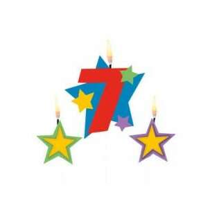 Number 7 birthday candle with stars - Party Supply