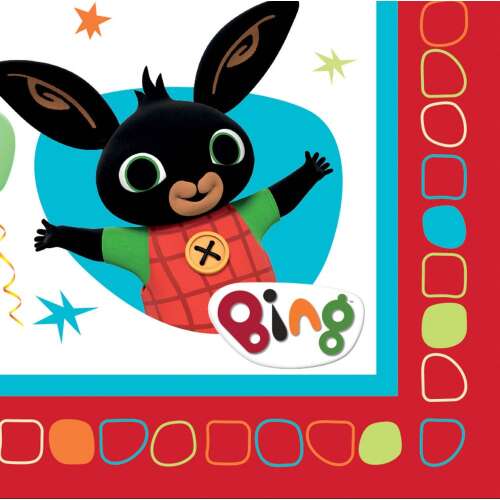 Bing karakteres piros szalvéta, 16 db-os, 33x33 cm