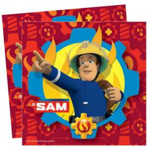 Servetele Fireman Sam, 20 bucăți, 33x33 cm, cu Fireman Sam pe un fundal roșu cu angrenaje și flăcări - Șervețele