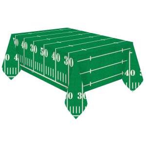 Green football field themed paper tablecloth, 120x180 cm, perfect for game day parties - Tablecloth