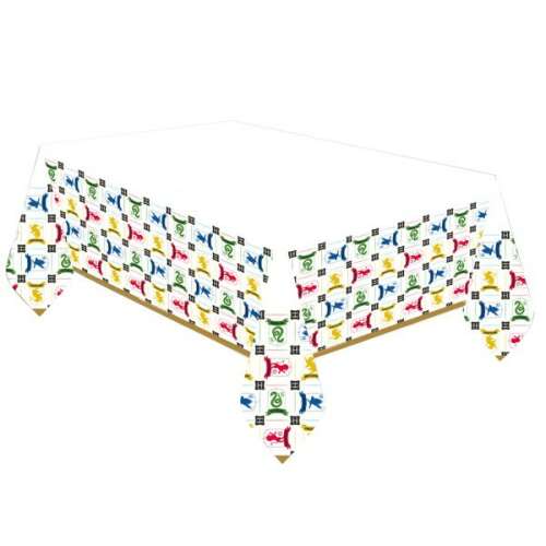 Harry Potter Häuser Tischdecke, 120x180 cm, weiß mit Hauswappen