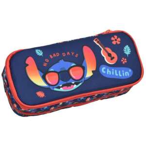 Disney Lilo és Stitch Chillin' 2 rekeszes tolltartó, kék színű, Stitch mintával, napszemüveggel és gitárral - Homyl