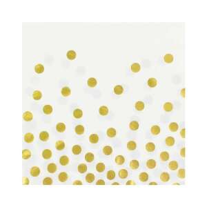Gold Dots White, Pöttyös Servietten 12 Stück 33x33 cm - Servietten