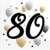 Happy Birthday 80th Milestone Napkins, 20 pack, 33x33 cm, black and gold design with balloons