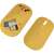 Mouse wireless Leitz Cosy galben cald care arată compartimentul bateriei și receptorul USB