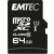 EMTEC Memory Card, microSDXC, 64GB, UHS-I/U1, 85/20 MB/s, adapter, EMTEC "Elite Gold" 138052458