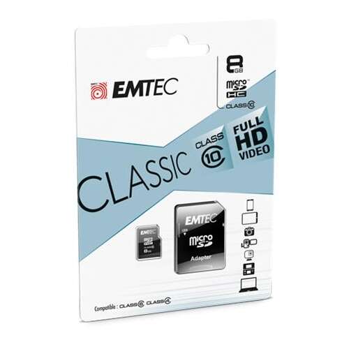 EMTEC Card de memorie, microSD, 8GB, 20/12 MB/s, EMTEC "Classic"