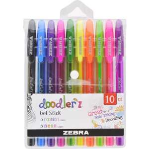 Zebra Doodler'z Gel Stick 10er-Pack mit sortierten Gel-Stiften in einer durchsichtigen Plastikverpackung - Kugelschreiber