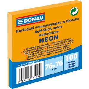 DONAU Neon Self-Stick Notes, 76x76 mm, 100 sheets, yellow - Notepad