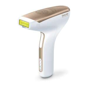 Beurer VelvetSkin Pro IPL hair removal device, white and gold, angled view - Durable depilatory device