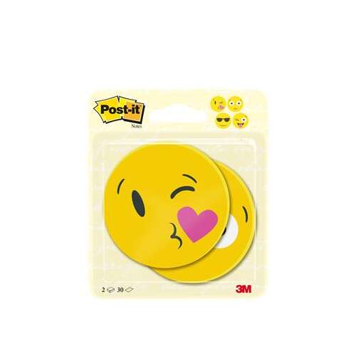 3M Post-it Emoji Sticky Notes, 2 packs of 30 sheets, 70x70mm, assorted emojis