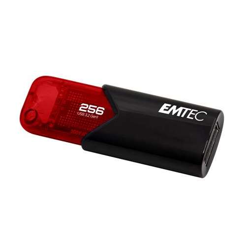 EMTEC B110 Click Easy 256GB USB 3.2 Flash Drive, black and red