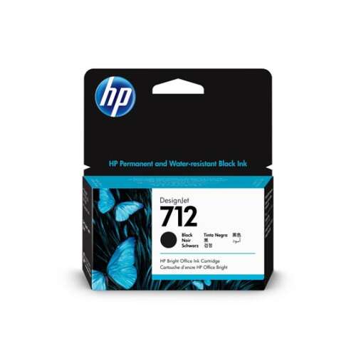 HP 3ED70A Tintapatron DesignJet T650, T250, Studio nyomtatókhoz, HP 712, fekete, 38 ml