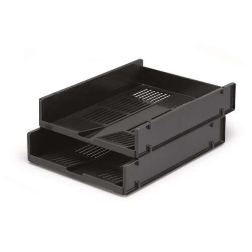 DURABLE Optimo schwarzes Kunststoff-Dokumentenfach, A4-Größe, stapelbar, mit Lift für mehr Platz