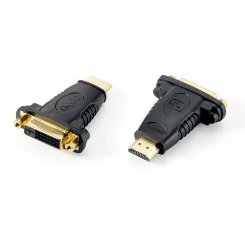 EQUIP DVI-HDMI átalakító, 2 darabos csomag, fekete, aranyozott csatlakozókkal - DVI átalakító