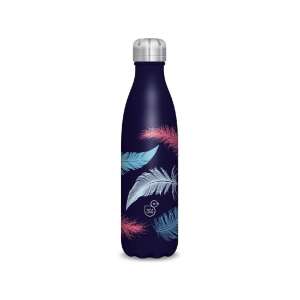 Ars Una 500ml Feather-dark doppelwandige Edelstahl-Wasserflasche, blau mit Federdesign - Ars Una