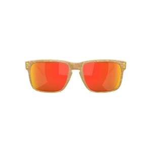 Oakley Holbrook sunglasses, front view, woodgrain frame, red mirrored lenses - Men's Sunglass
