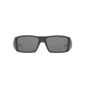 Oakley HELIOSTAT sunglasses, black frame, grey lenses, front view - Men's Sunglass