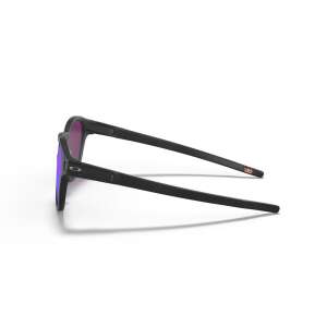 Oakley Latch sunglasses, black frame with purple mirrored lenses, side view - Men's Sunglass