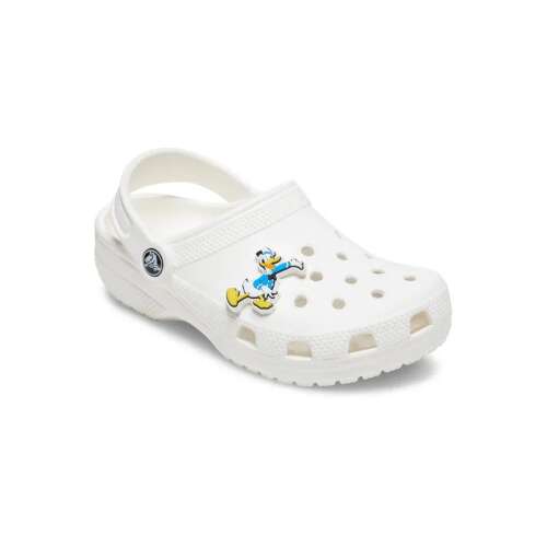 White Crocs clogs with Donald Duck Jibbitz charm