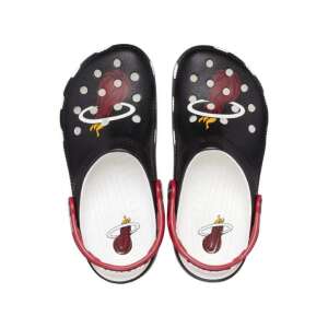 Black and white Crocs NBA Miami Heat Classic Clog with red strap and white dots - For man