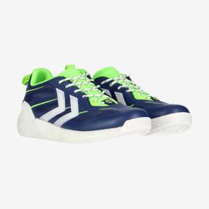 Hummel Algiz 2.0 Lite handball shoes, blue and green, side view - For man
