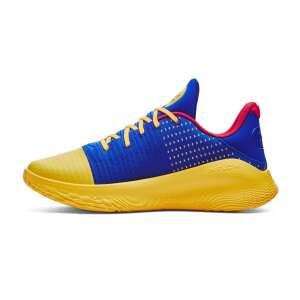 Under Armour Curry 4 Low basketball shoes, yellow and blue, side view - For man
