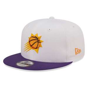 New Era Phoenix Suns 9FIFTY Snapback Hat in white with purple underside and Suns logo - For man